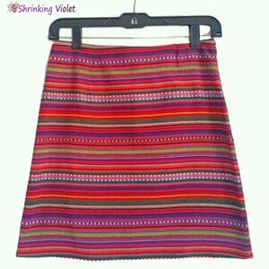Shrinking Violet NWT Tapestry Stripe Skirt Hot Pink Boho Woven | M (Fits S)